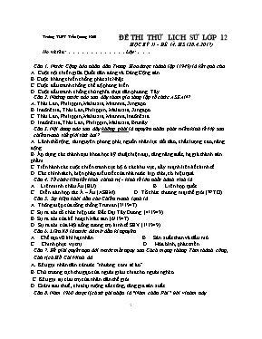 Đề thi học kỳ II môn Lịch sử Lớp 12 - Năm học 2016-2017 - Trường THPT Trần Quang Khải
